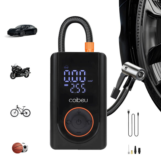 Bomba de Ar Portátil Sem Fio 60W – Recarregável Tipo-C, 1800mAh*2, LED, 5 Modos Inteligentes (Carro, Moto, Bike)  | Elizium Store