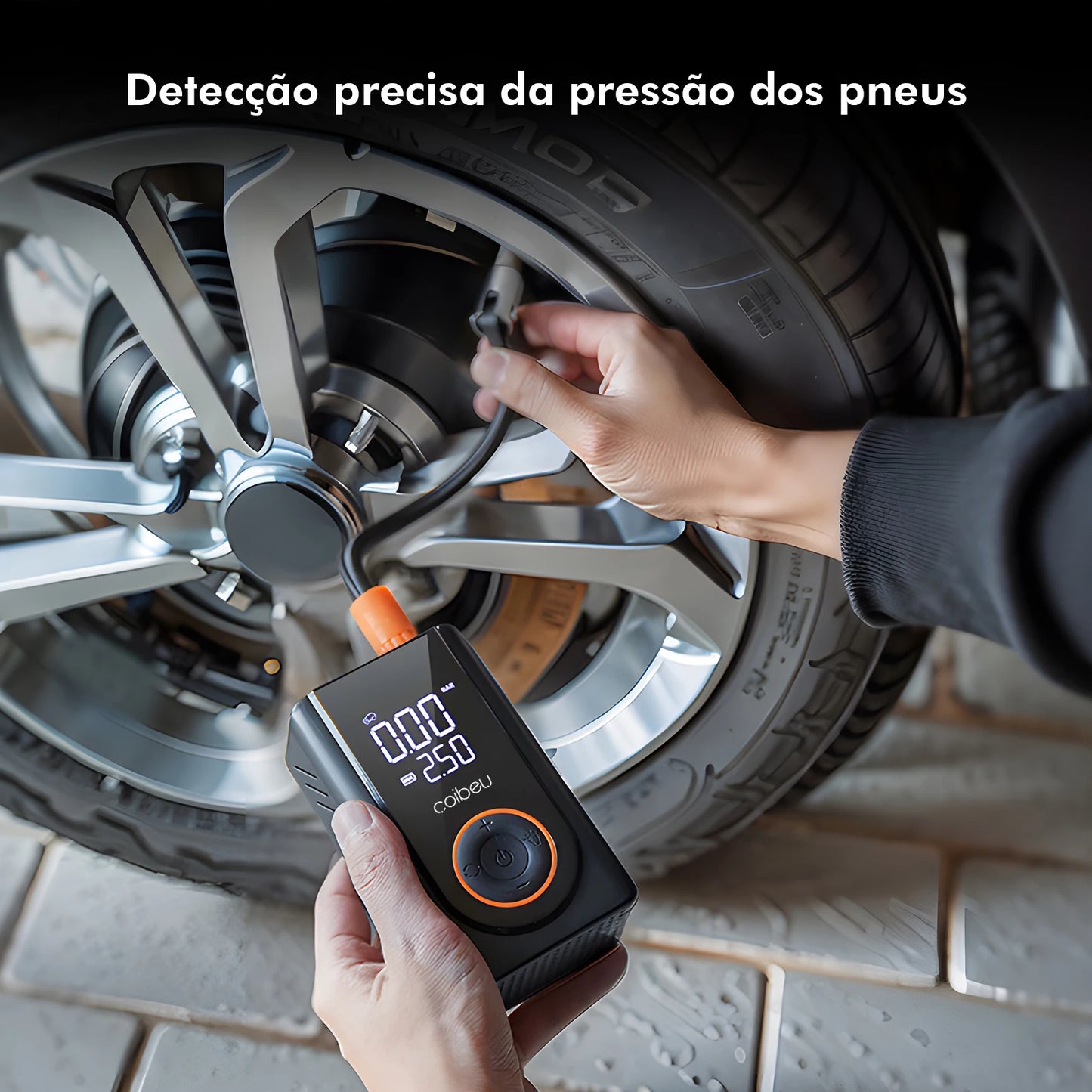 Bomba de Ar Portátil Sem Fio 60W – Recarregável Tipo-C, 1800mAh*2, LED, 5 Modos Inteligentes (Carro, Moto, Bike)  | Elizium Store