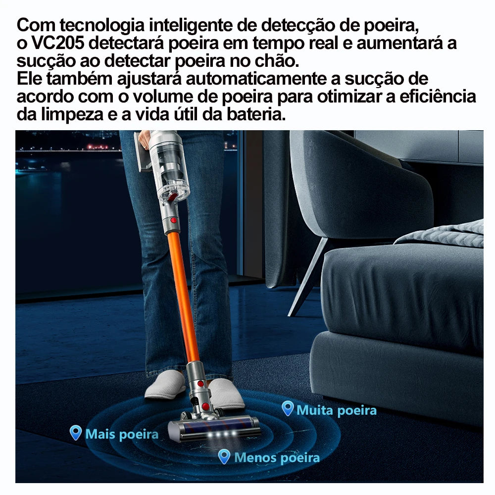 Aspirador de Pó Portátil Sem Fio ABIR VC205 – 27000PA, Sensor Inteligente de Poeira, Tela Touch e Controle Automático | Elizium Store