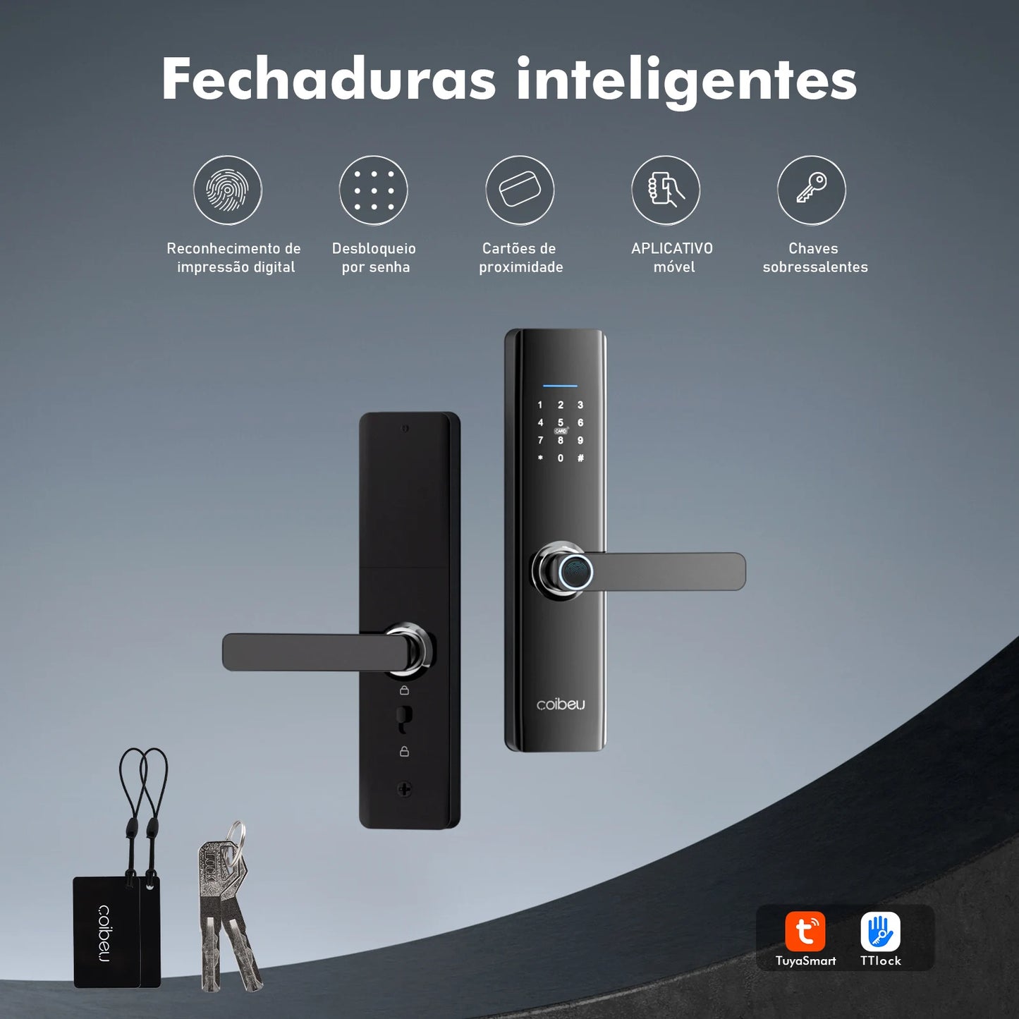 Fechadura Eletrônica Inteligente Coibeu – Impressão Digital e Senha, Tuya, Desbloqueio em 1s | Elizium Store