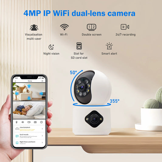 Câmera de Segurança Eletrônica Wi-Fi 360º  – Monitor de Bebê com Visão Noturna, Detecção de Movimento e Áudio Bidirecional  | Elizium Store