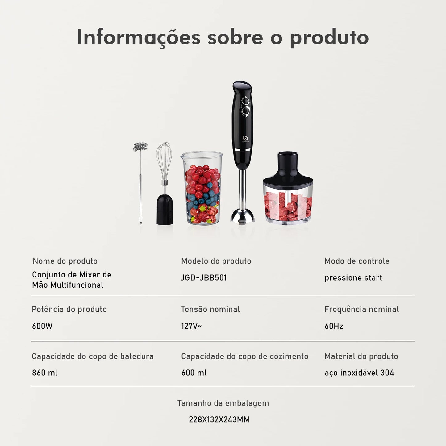 Mixer Portátil Coibeu 127V – Liquidificador Elétrico Multifuncional para Alimentos  | Elizium Store