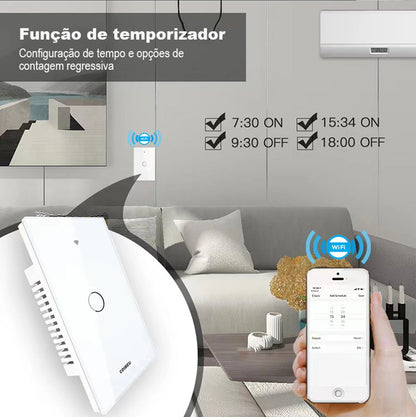 Tomada e Interruptor Inteligente Wi-Fi Tuya com Controle Alexa – Painel Touch, Plugue USB, Extensível e Automação Completa  | Elizium Store