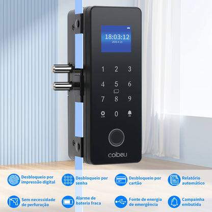 Fechadura Digital para Porta de Vidro Tuya Wi-Fi – Inteligente, Sem Chave, Controle via App  | Elizium Store