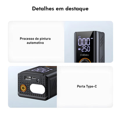 Bomba de Ar Portátil Sem Fio 60W – Recarregável Tipo-C, 1800mAh*2, LED, 5 Modos Inteligentes (Carro, Moto, Bike)  | Elizium Store
