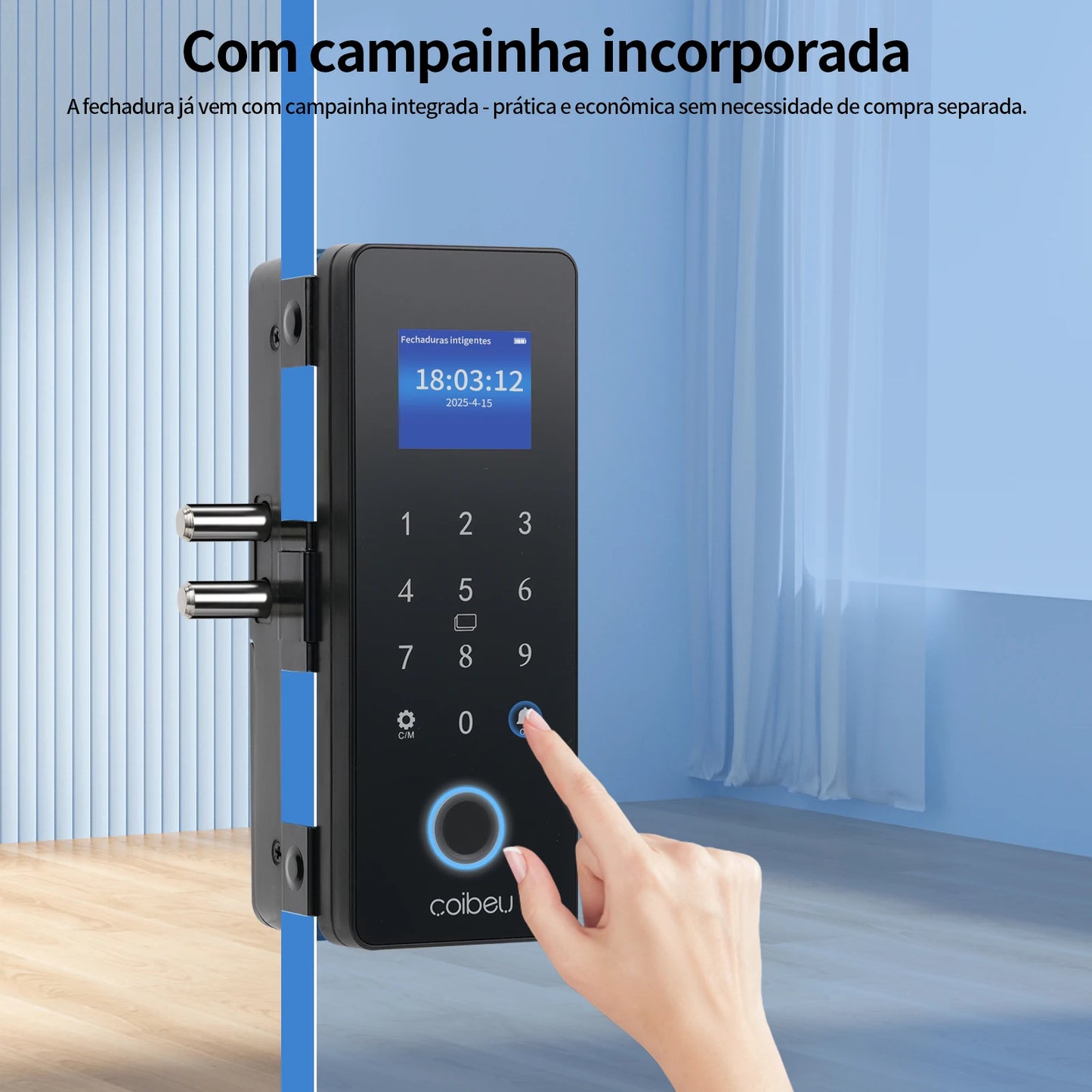 Fechadura Digital para Porta de Vidro Tuya Wi-Fi – Inteligente, Sem Chave, Controle via App  | Elizium Store