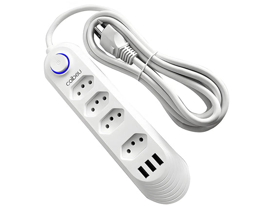 Tomadas com USB – Extensão 2M, Filtro de Linha e Design Moderno | Elizium Store