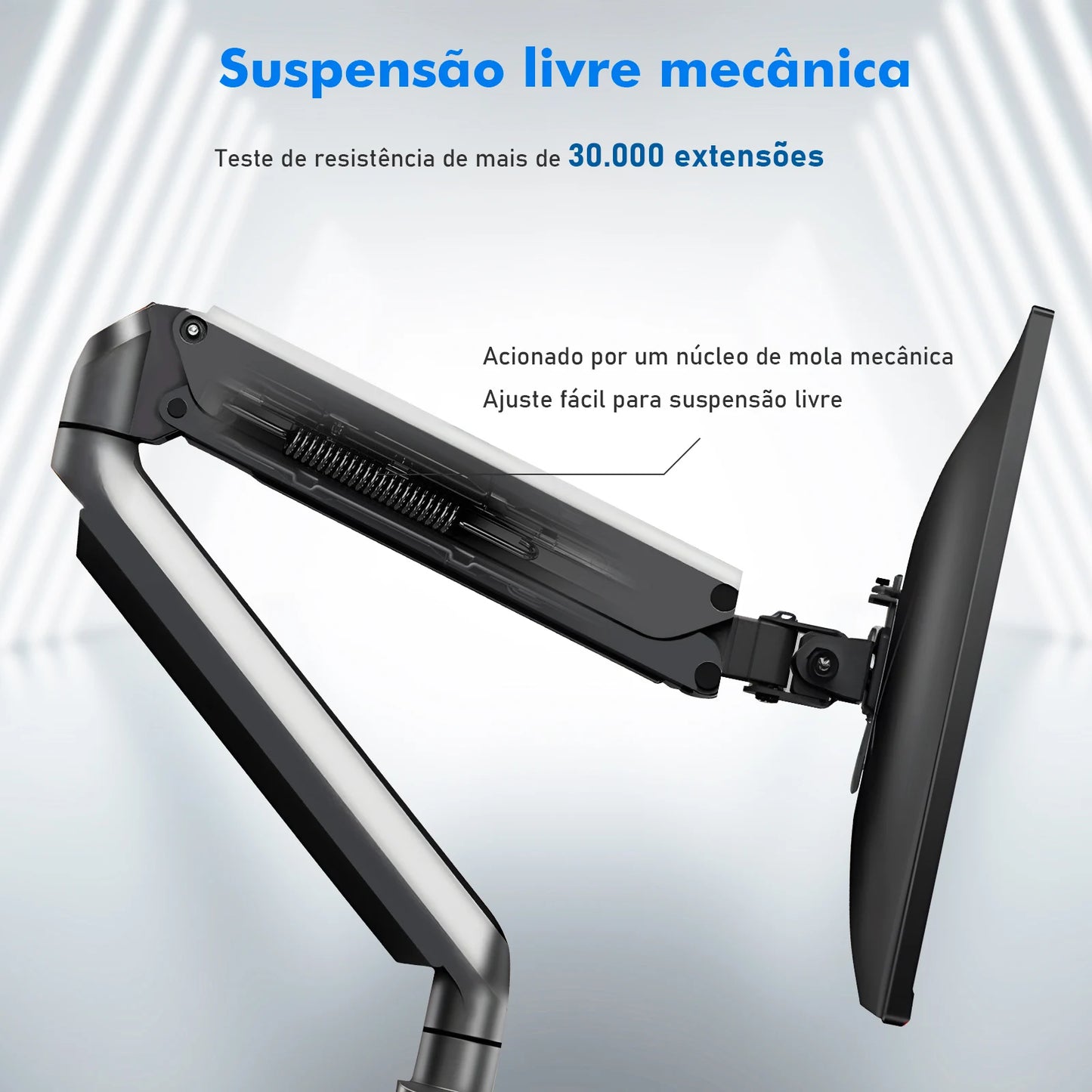 Suporte Articulado de Mesa para Monitor – Braço com Mola Mecânica, Movimento Total e Estrutura em Alumínio Reforçado | Elizium Store