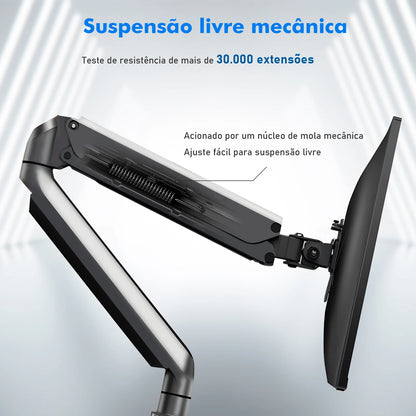 Suporte Articulado de Mesa para Monitor – Braço com Mola Mecânica, Movimento Total e Estrutura em Alumínio Reforçado | Elizium Store
