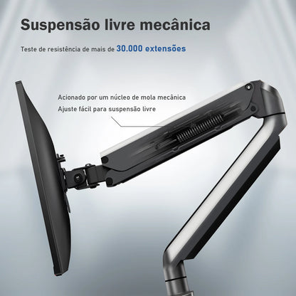Suporte Articulado de Mesa para Monitor – Braço com Mola Mecânica, Movimento Total e Estrutura em Alumínio Reforçado | Elizium Store