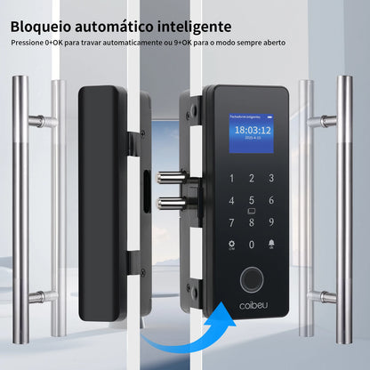 Fechadura Digital para Porta de Vidro Tuya Wi-Fi – Inteligente, Sem Chave, Controle via App  | Elizium Store