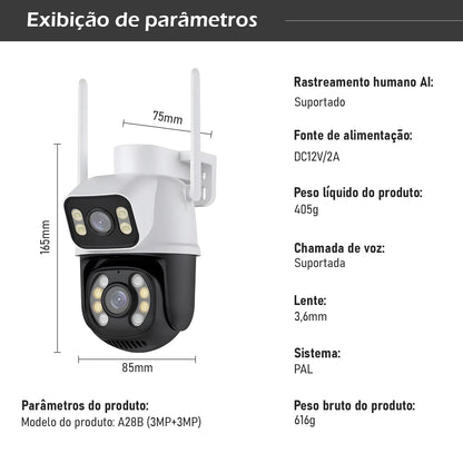 Câmera de Segurança WiFi 3MP à Prova d’Água – Monitoramento Externo com App ICSEE | Elizium Store