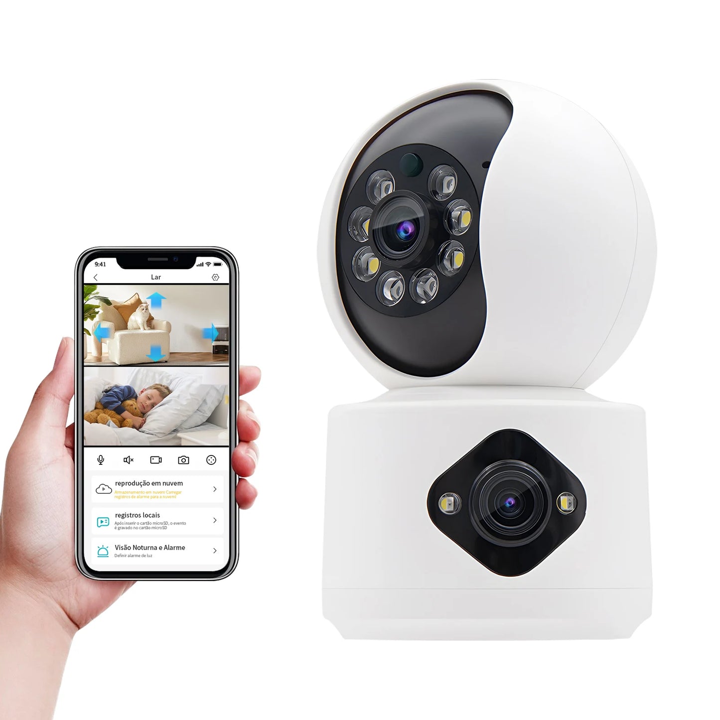 Câmera de Segurança Eletrônica Wi-Fi 360º  – Monitor de Bebê com Visão Noturna, Detecção de Movimento e Áudio Bidirecional  | Elizium Store