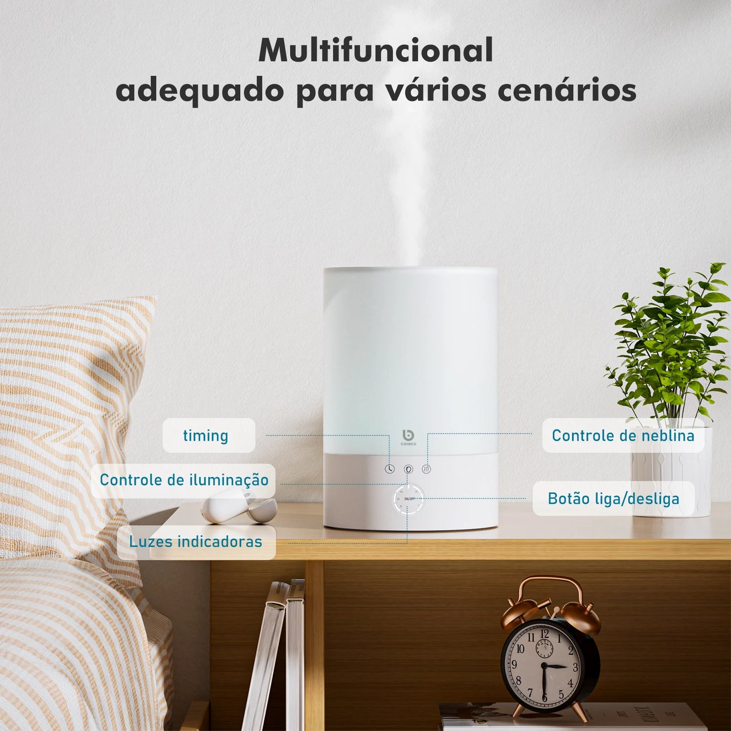 Umidificador de Ar Inteligente ,Wi-Fi,  Tuya | Purificador de Ambiente | Elizium Store Brasil