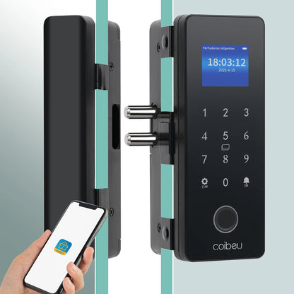 Fechadura Digital para Porta de Vidro Tuya Wi-Fi – Inteligente, Sem Chave, Controle via App  | Elizium Store