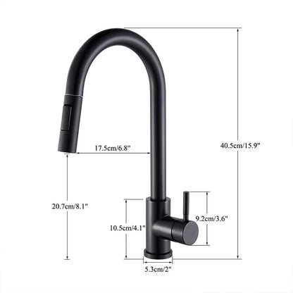 Torneira de Cozinha Preta Misturadora – Água Quente e Fria, Bica Giratória com 2 Funções | Elizium Store