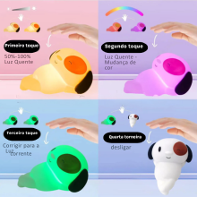 Mini Luminária Fluffy Dog – Abajur LED de Silicone Touch Recarregável para Quarto e Decoração | Elizium Store