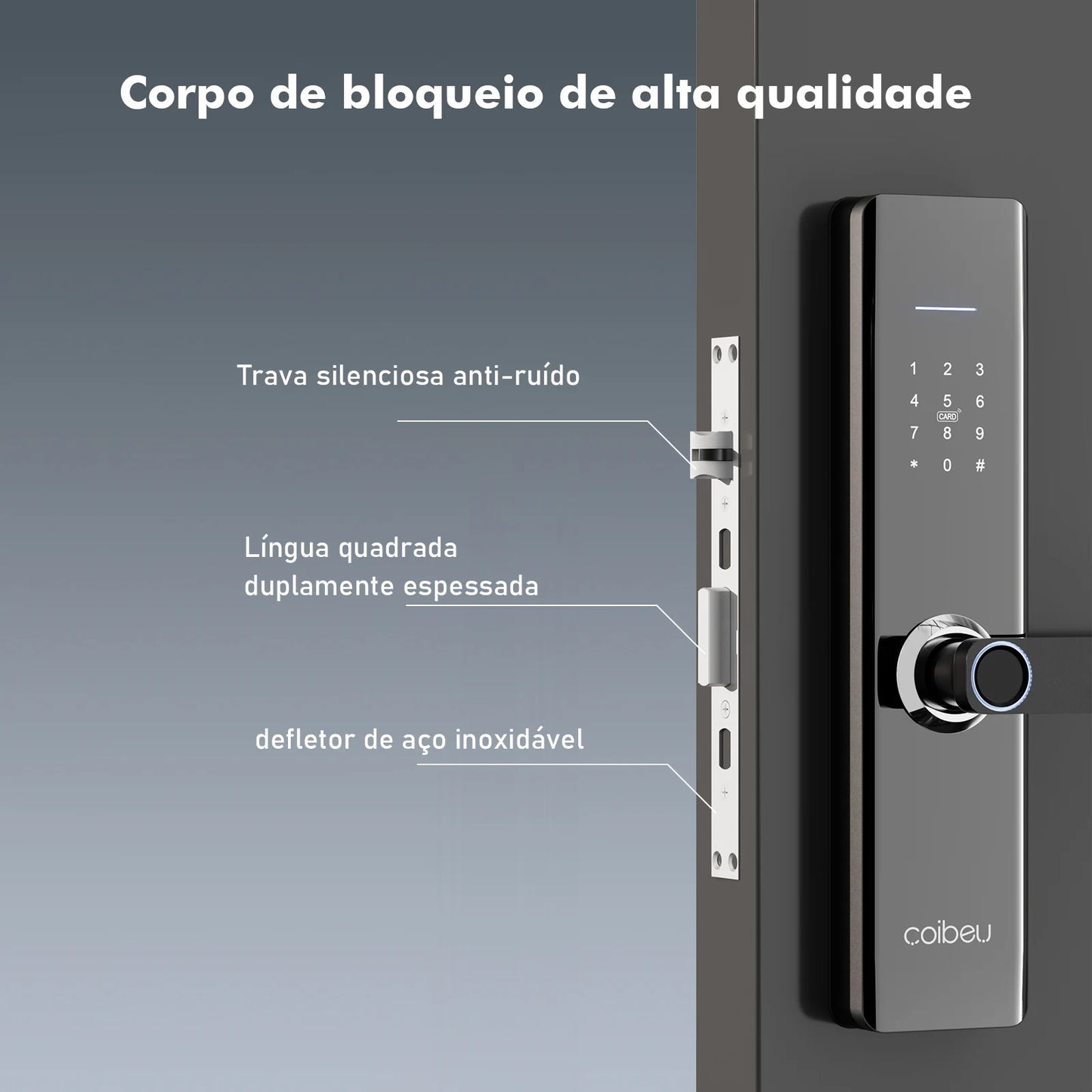 Fechadura Eletrônica Inteligente Coibeu – Impressão Digital e Senha, Tuya, Desbloqueio em 1s | Elizium Store