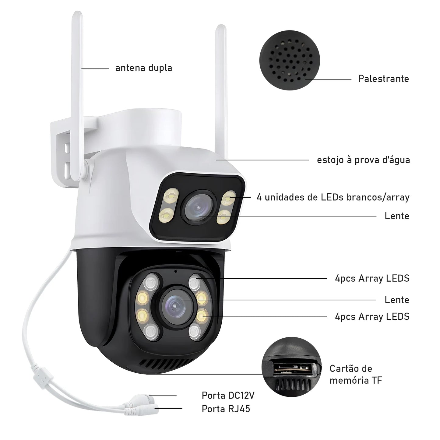 Câmera de Segurança WiFi 3MP à Prova d’Água – Monitoramento Externo com App ICSEE | Elizium Store