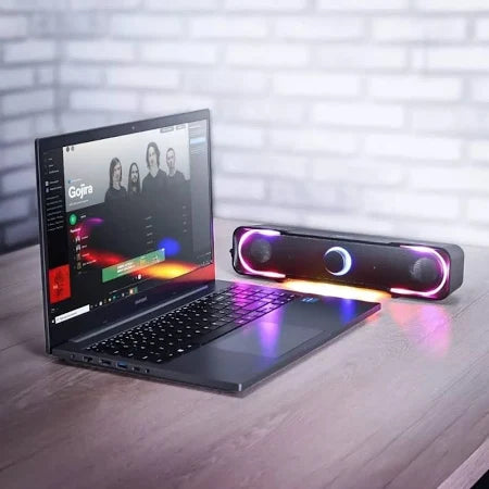 Caixinha de Som RGB – Som Potente, Conexão USB/P2 e Design Portátil | Elizium Store